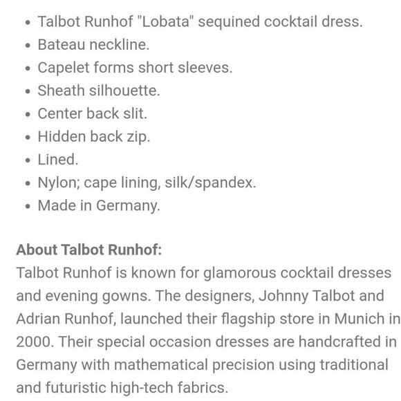 Talbot Runhof "Lobata" Sequined Cocktail Dress - Picture 2 of 6